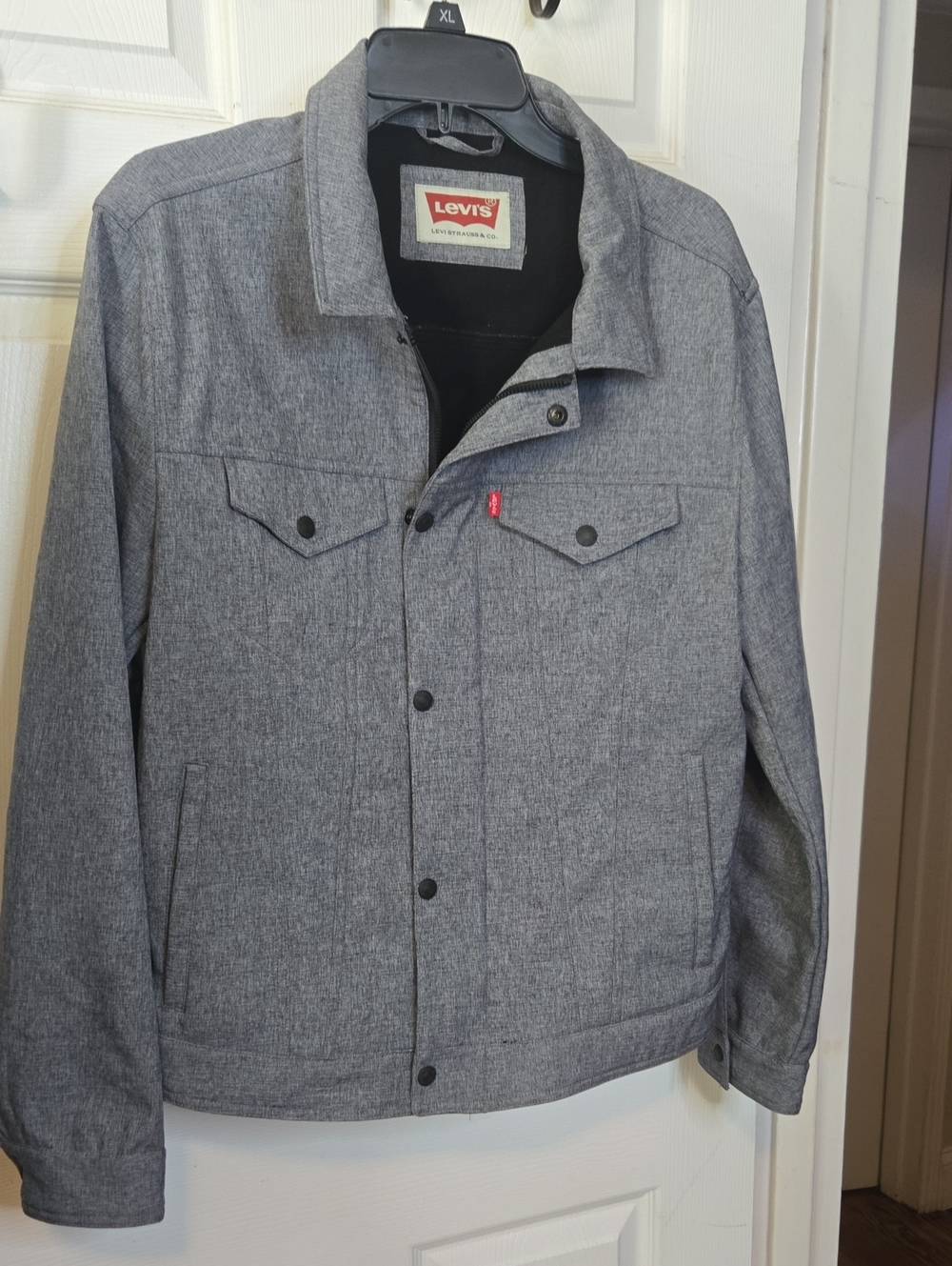 Levi's Men's Heather Gray Button-Front Bomber Jacket